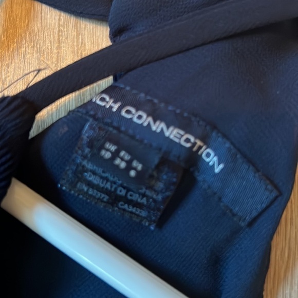 French Connection halter dress, split back, semi sheer sweep in navy blue Size 6 - Picture 5 of 11